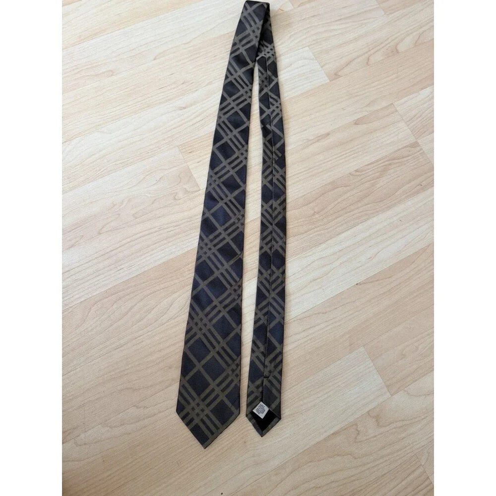 Burberry London Brown Check 100% Silk Tie Necktie Hand Made In Italy 3”